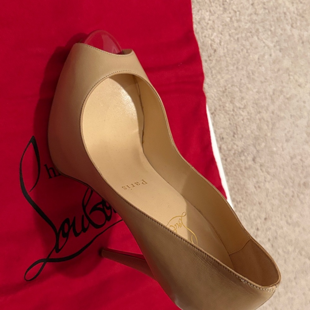 Christian Louboutin Beige Peep-Toe Heels
